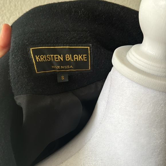 Kristen Blake Button Down Black Pea Coat Size Small 100% Wool - Picture 5 of 6